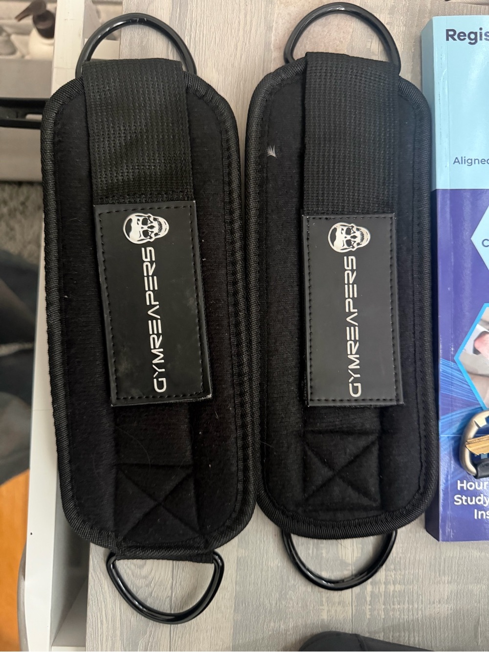 Gymshark Black Gym Reapers D-Ring Wrist/Ankle Strap Pair